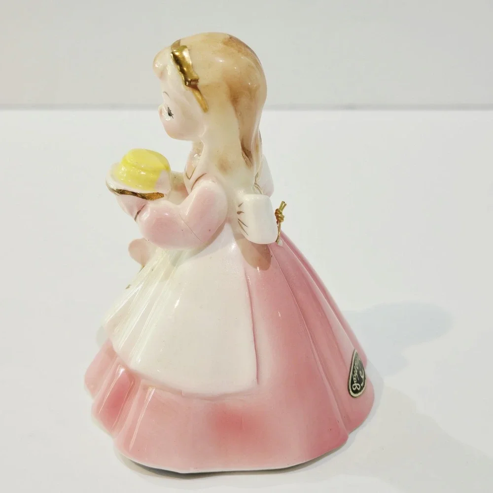 Vintage Josef Originals Pink Dinner Belle Girl with Cake Bell 1950's Beautiful
